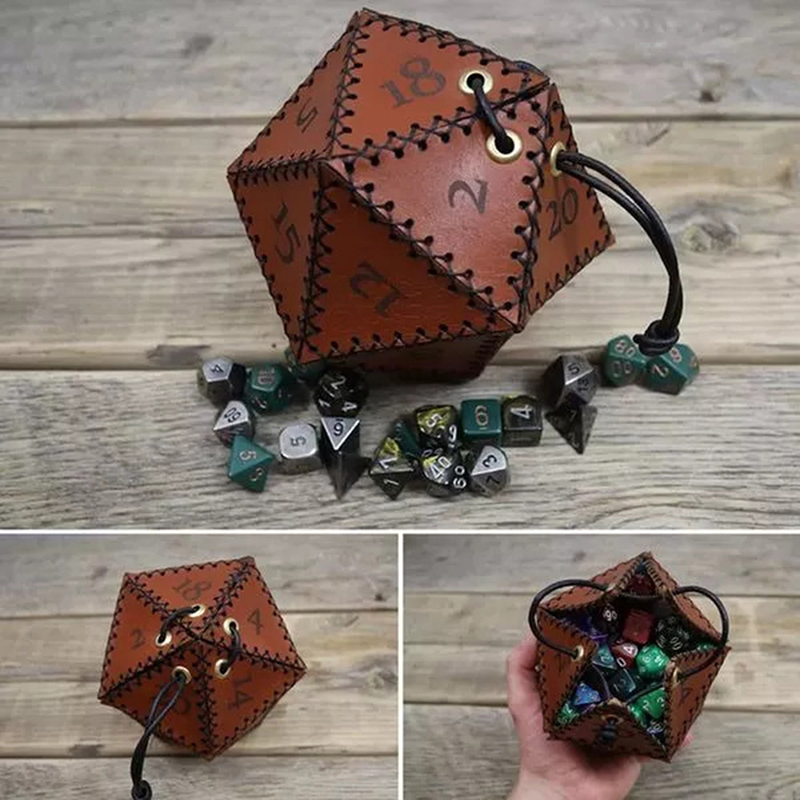 Gaming Accessories Ideas - Kotak Penyimpanan Dadu D20 Kulit Berbentuk