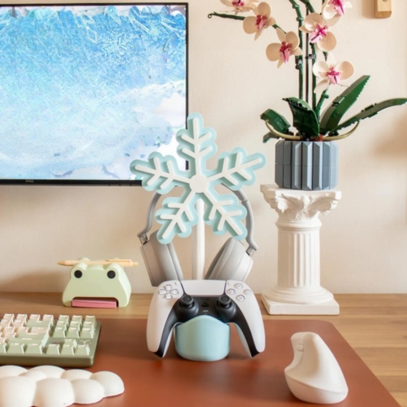 Gaming Accessories To 3D Print - Penyangga Headphone Snowflake 3D Printing, Rak